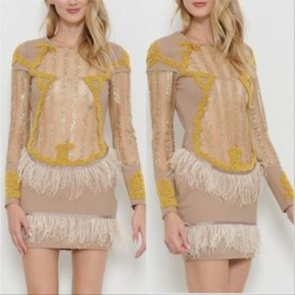 Feather, Bead and Glitter oh my, Embellished Mini Dress - Picture 2 of 3